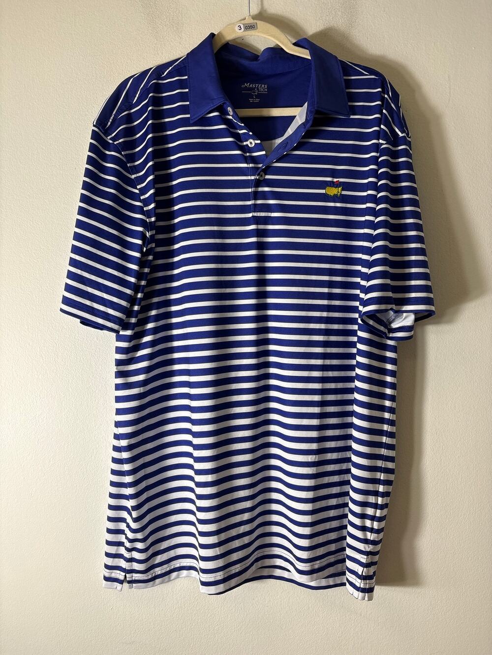 Mens Masters Tech Purple with White STripe Polo Shirt Sz L